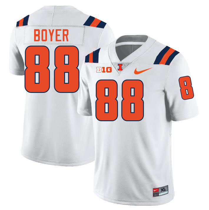 Men #88 Henry Boyer Illinois Fighting Illini College Football Jerseys Stitched-White